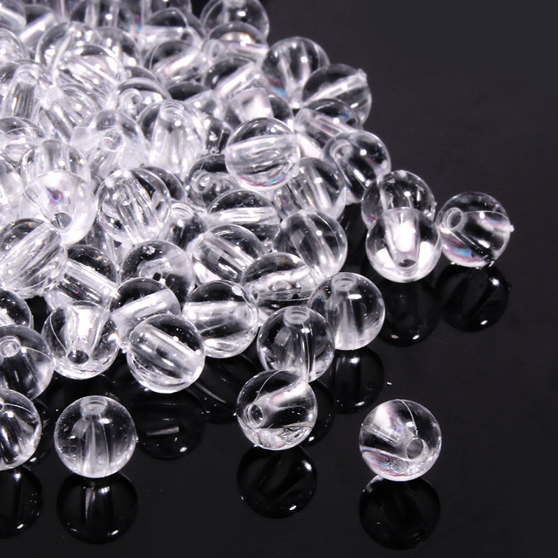 DIY Beading Acrylic Transparent White Straight Hole Round Beads DIY Beading